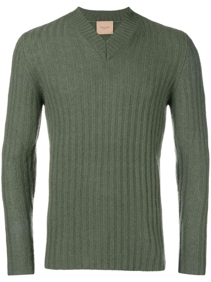 Federico Curradi V Neck Jumper - Green