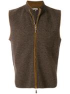 N.peal Suede Trim Cashmere Gilet - Brown