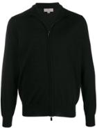 Canali Stand Collar Zip-front Cardigan - Black