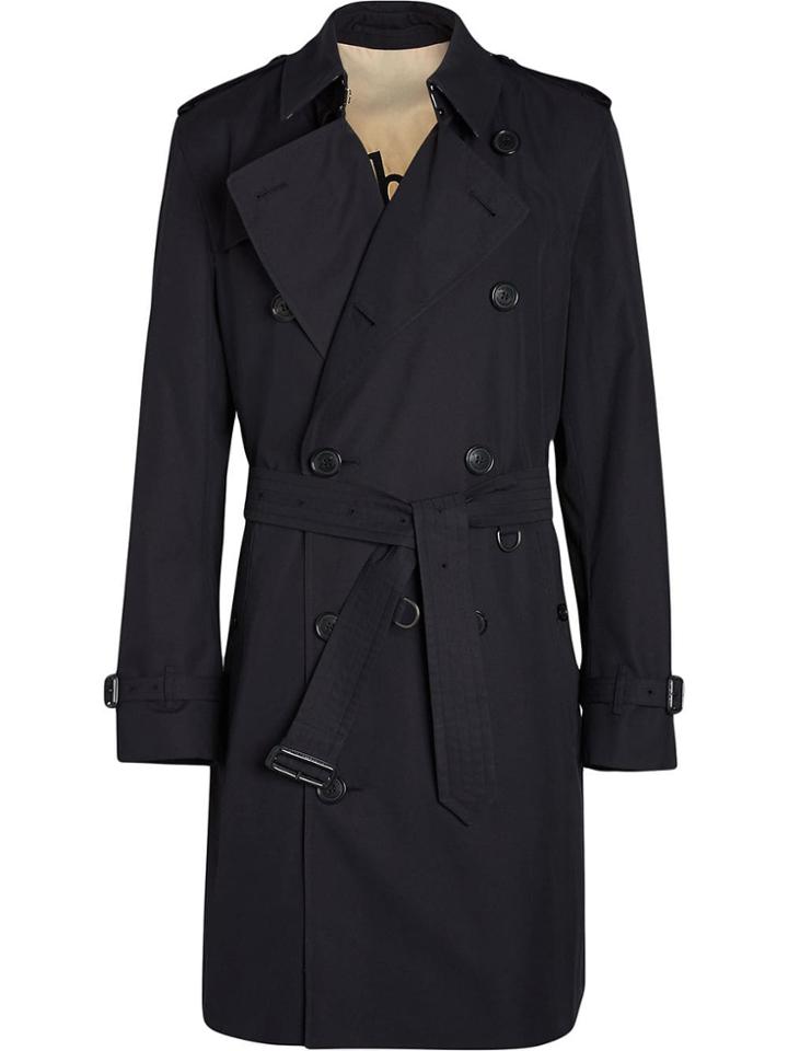 Burberry Archive Logo-lined Cotton Gabardine Trench Coat - Blue