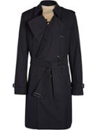 Burberry Archive Logo-lined Cotton Gabardine Trench Coat - Blue