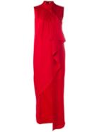 Love Moschino - Draped Maxi Dress - Women - Polyester/spandex/elastane/viscose - 40, Red, Polyester/spandex/elastane/viscose