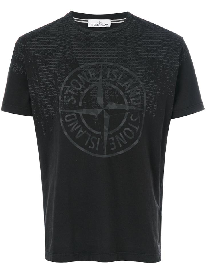 Stone Island Logo Print T-shirt - Black
