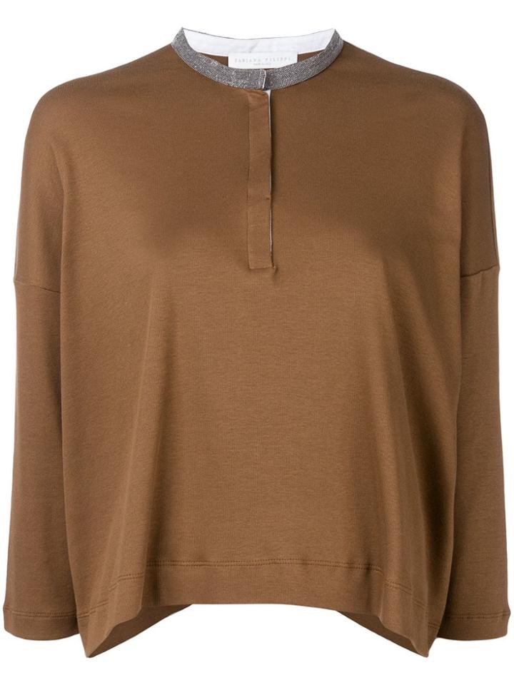 Fabiana Filippi Mandarin Collar Top - Brown