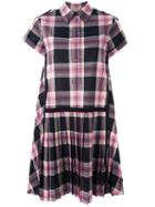 No21 Checked Shirt Dress, Women's, Size: 44, Pink/purple, Cotton/glass/metal