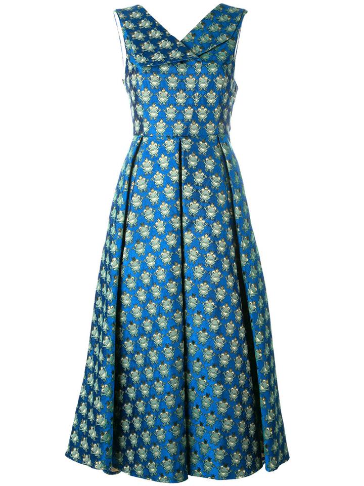 Ultràchic Frog Pattern Dress, Women's, Size: 44, Blue, Polyester/acetate/cotton/pbt Elite