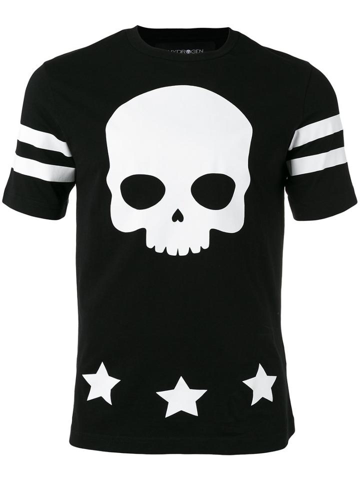 Hydrogen Skull Print T-shirt, Men's, Size: Small, Black, Cotton