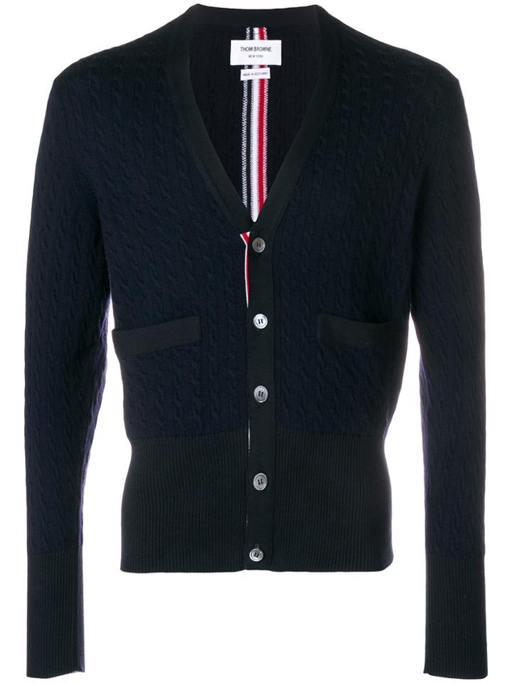 Thom Browne Intarsia Stripe Cardigan - Blue