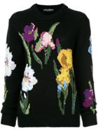 Dolce & Gabbana Floral Fitted Sweater - Black