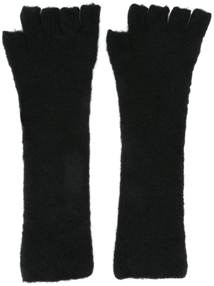 Isabel Benenato Fingerless Gloves, Men's, Black, Nylon/spandex/elastane/yak/merino