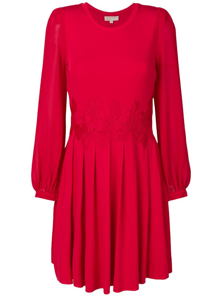 Michael Michael Kors Tonal Lace Trim Dress - Red