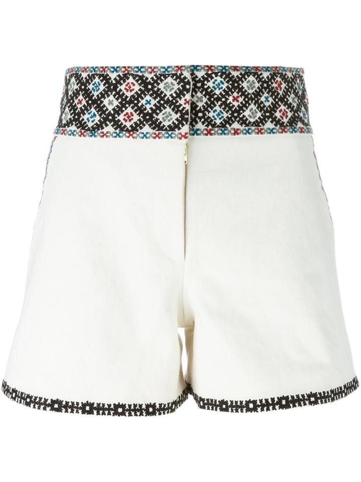 Talitha Embroidered Shorts, Women's, Size: Small, White, Cotton