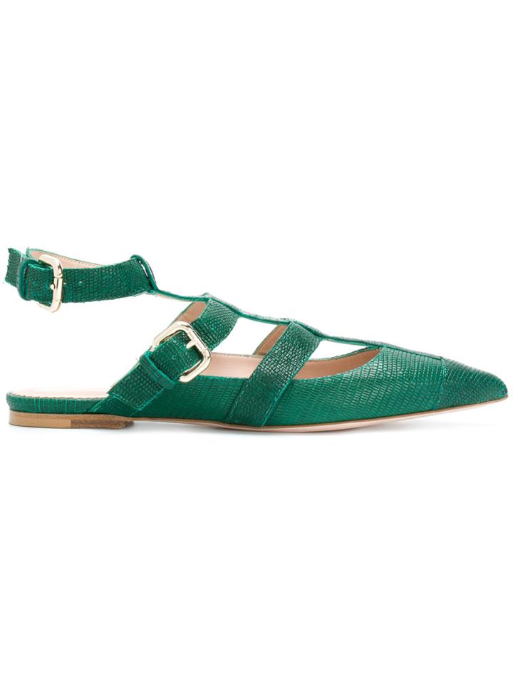 Red Valentino Pixiered Ballerinas - Green