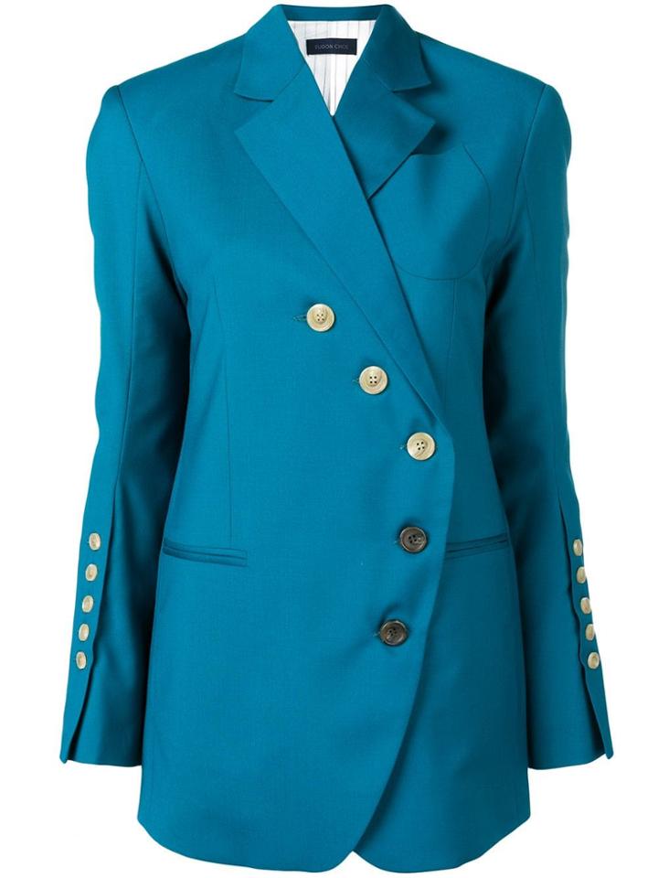 Eudon Choi Asymmetric Button Blazer - Blue