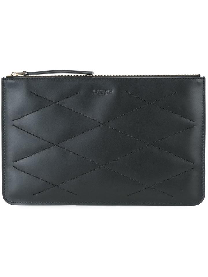 Lanvin Stitched Clutch Bag, Women's, Black