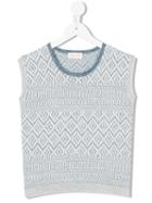 Simple Kids - Knitted Vest - Kids - Linen/flax/polyester/metallized Polyester - 3 Yrs, Blue