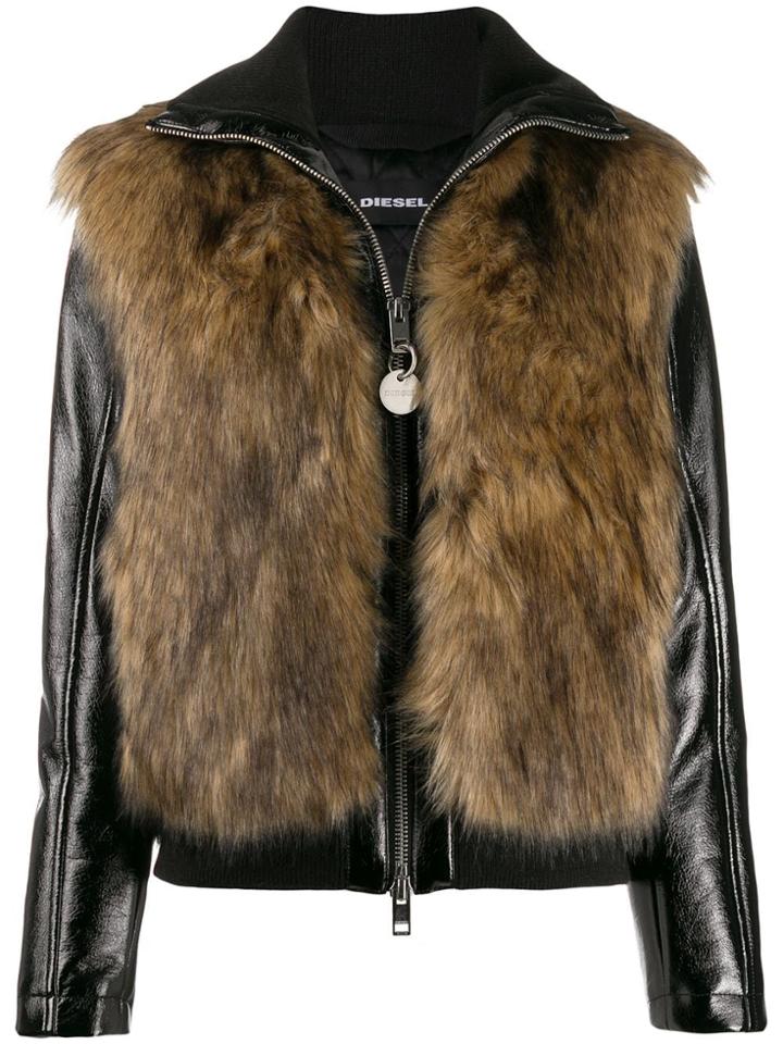 Diesel Faux-fur Detail Jacket - Neutrals