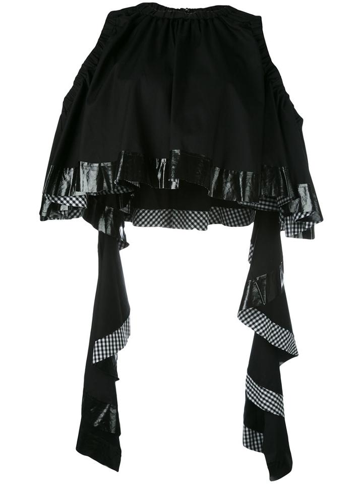 Ellery - Cropped Ruffle Blouse - Women - Cotton/spandex/elastane - 10, Black, Cotton/spandex/elastane