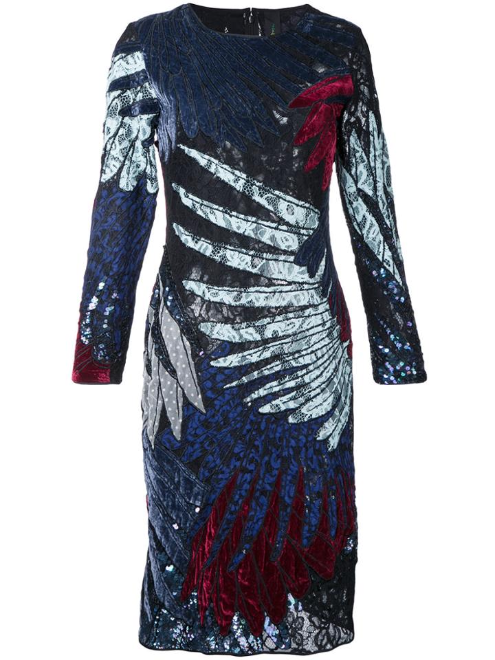 Romance Was Born Short Feather Applique Dress - Multicolour
