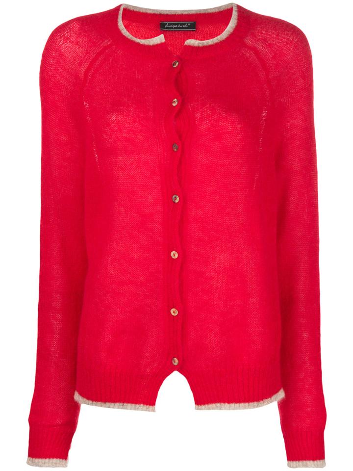Phisique Du Role Contrast Trim Cardigan - Red