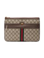 Gucci Brown Ophidia Gg Supreme Leather Pouch
