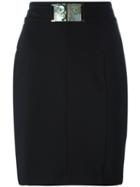 Versace Jeans Belted Skirt, Women's, Size: 40, Black, Polyester/spandex/elastane