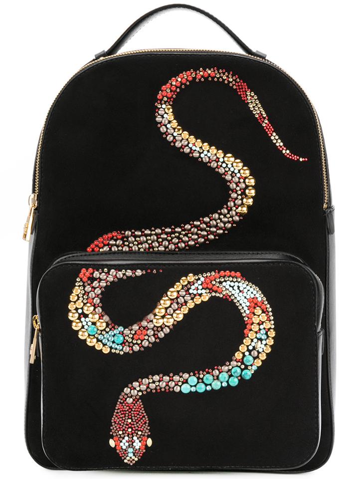 Roberto Cavalli Snake Embellished Backpack - Black