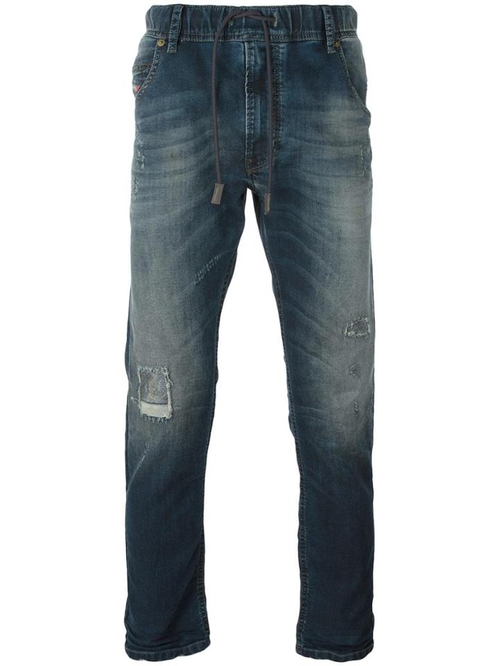 Diesel Logo Detail Drawstring Straight-leg Jeans - Blue