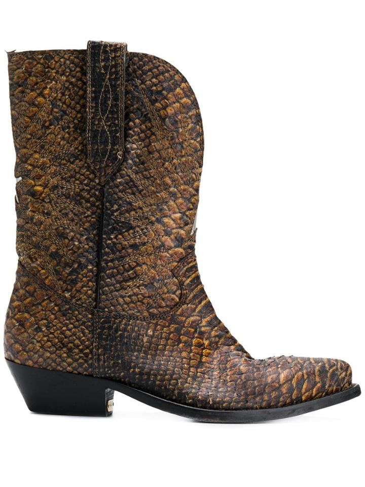 Golden Goose Deluxe Brand Snake Print Cowboy Boots - Brown