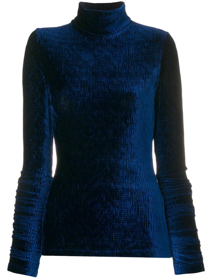 Mm6 Maison Margiela Textured Velvet Polo Neck - Blue
