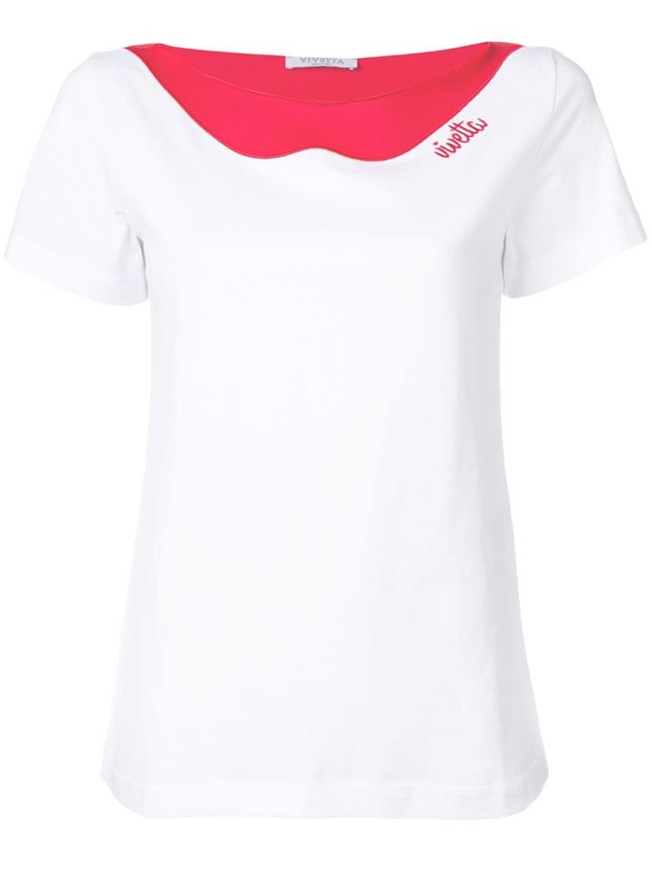 Vivetta Contrast Collar T-shirt - White