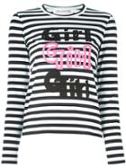 Comme Des Garçons Girl Striped 'girl' Print T-shirt, Size: Small, White, Cotton
