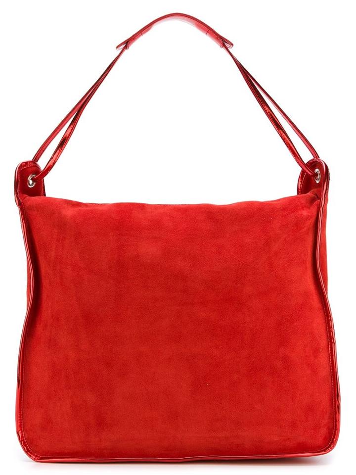Mm6 Maison Margiela Metallic Handle Hobo Tote, Women's, Red