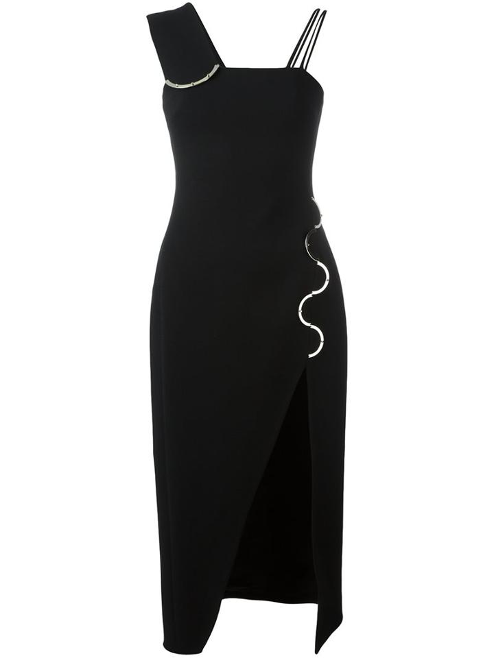 David Koma Split Detail Dress, Women's, Size: 10, Black, Polyamide/spandex/elastane/acetate/wool