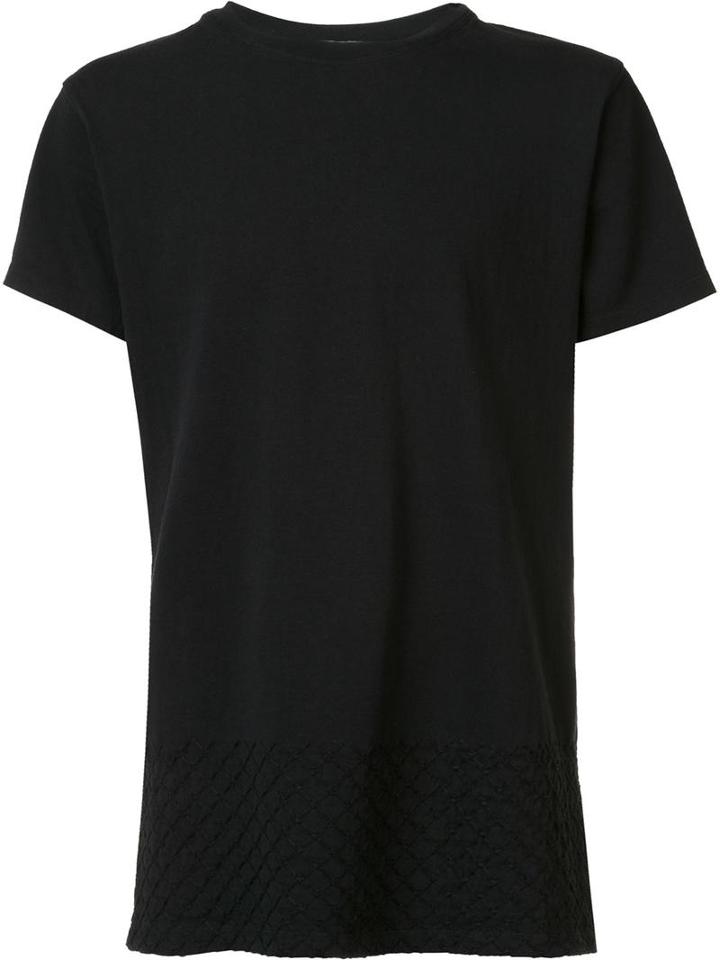 John Elliott Diamond-stitched T-shirt, Men's, Size: Large, Black, Cotton