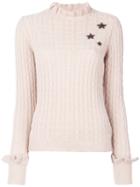 Red Valentino - Star Embroidered Jumper - Women - Polyamide/viscose/angora/virgin Wool - M, Pink/purple, Polyamide/viscose/angora/virgin Wool