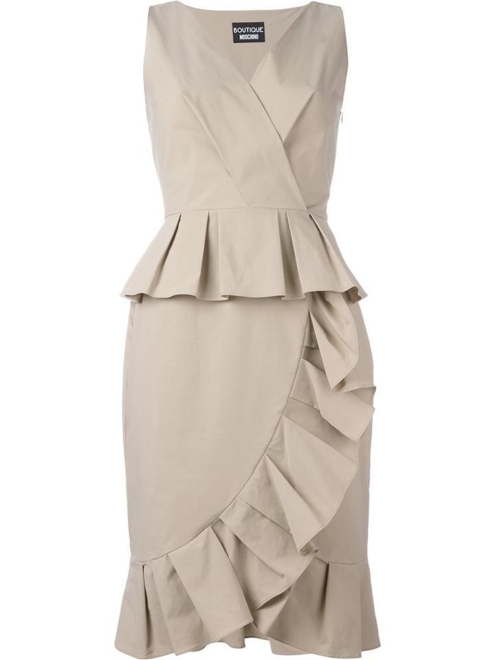 Boutique Moschino Ruffled Dress, Women's, Size: 42, Nude/neutrals, Cotton/other Fibers
