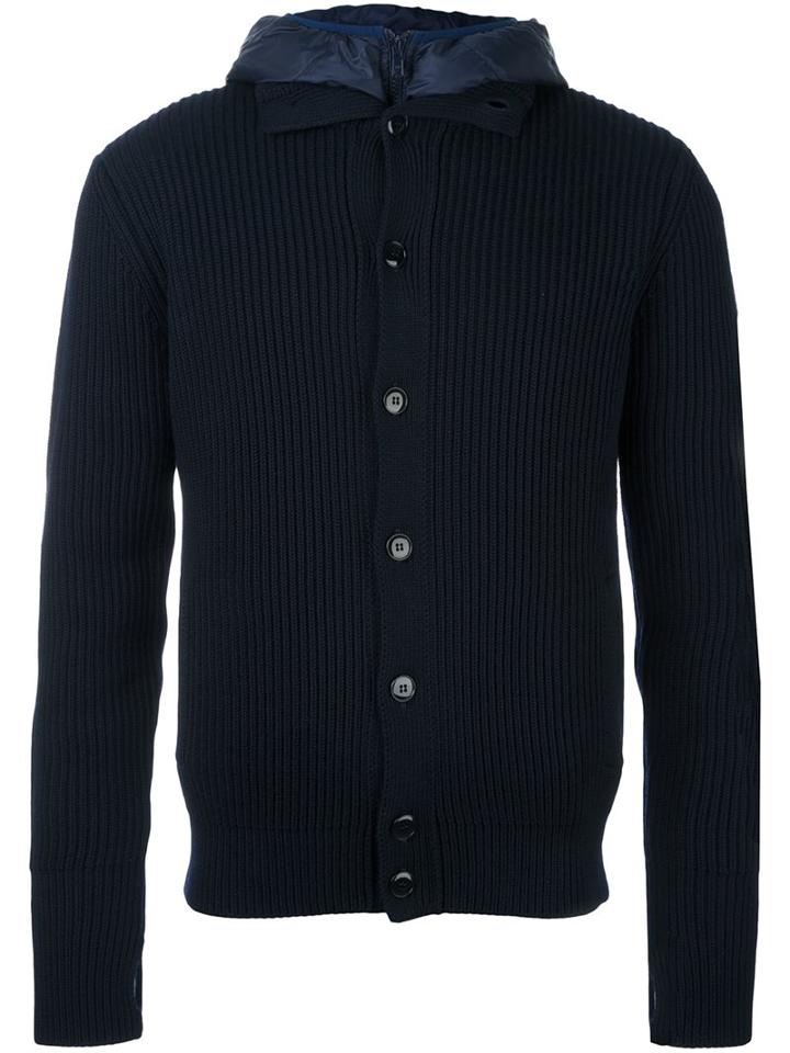 Zanone Layered Ribbed Cardigan, Men's, Size: 48, Blue, Feather Down/polyamide/virgin Wool