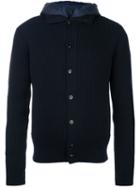 Zanone Layered Ribbed Cardigan, Men's, Size: 48, Blue, Feather Down/polyamide/virgin Wool