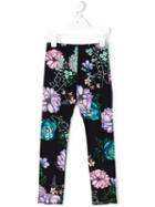 Young Versace Floral Print Leggings, Girl's, Size: 6 Yrs, Black