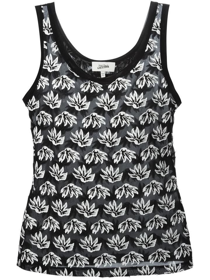 Jean Paul Gaultier Semi Sheer Flower Applique Top