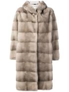 Manzoni 24 Hooded Fur Coat - Grey