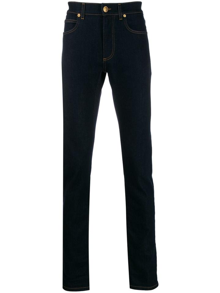 Versace Slim-fit Contrast Stitch Jeans - Blue