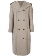 Issey Miyake Pre-owned Hooded Wool Overcoat - Neutrals