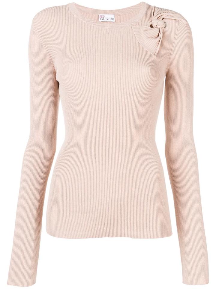 Red Valentino Bow Detail Ribbed Sweater - Pink