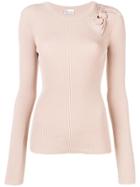 Red Valentino Bow Detail Ribbed Sweater - Pink