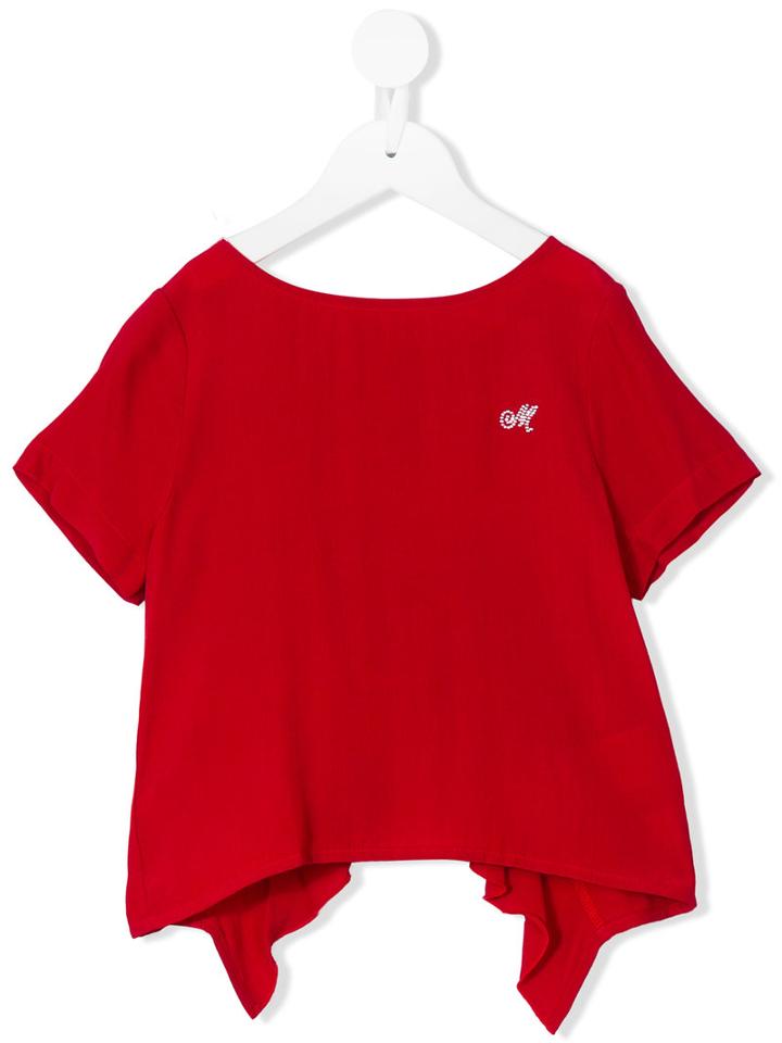 Monnalisa - Pleated Back Top - Kids - Viscose - 12 Yrs, Red