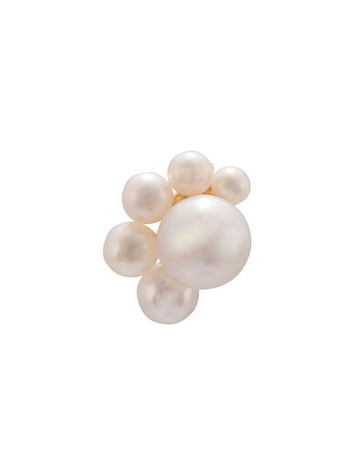 Sophie Bille Brahe 14kt Yellow Gold Federico Pearl Stud - White