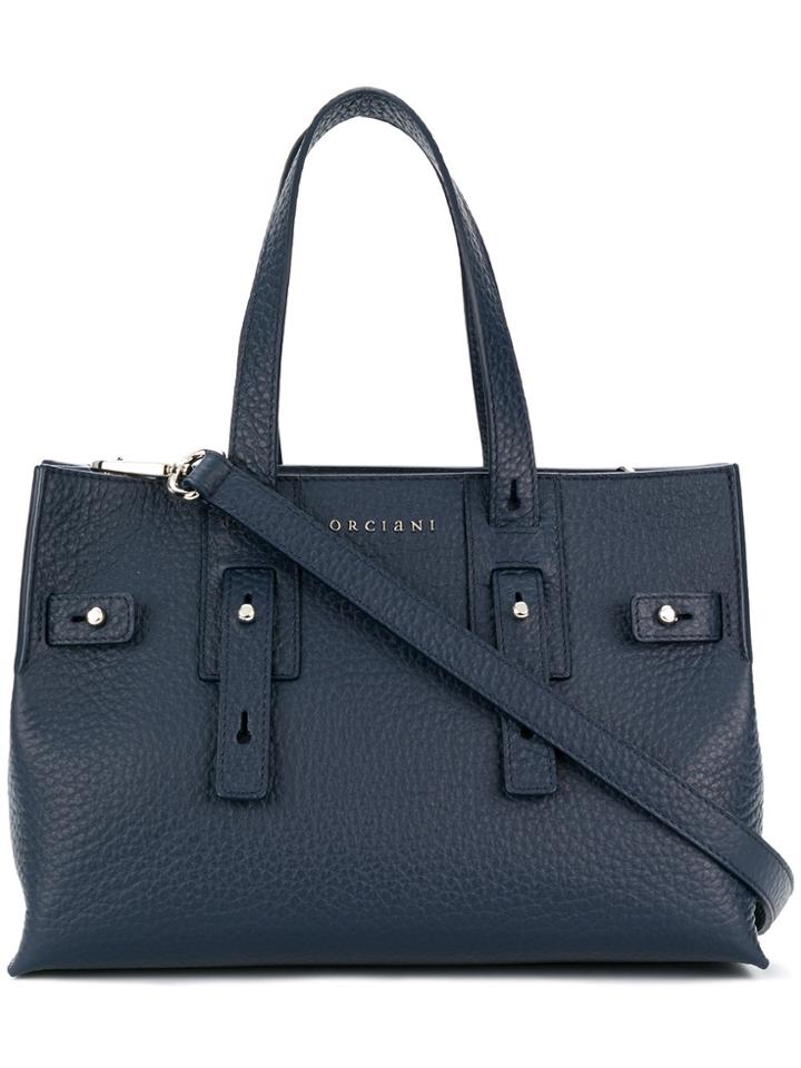 Orciani Logo Plaque Tote Bag - Blue