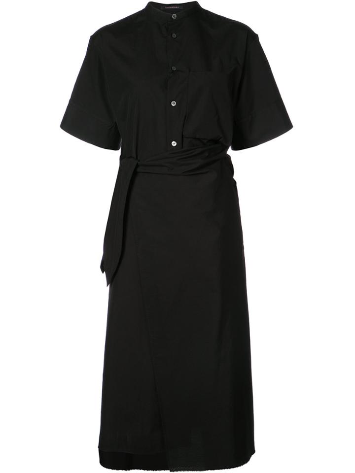 Y's Tie Waist Shirt Dress - Black